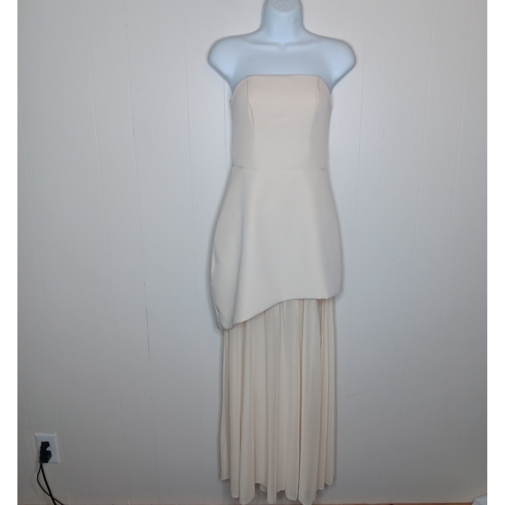 Billy J Fenella Asymmetrical Maxi Dress Womens Size 8 Ivory Strapless Side Slit